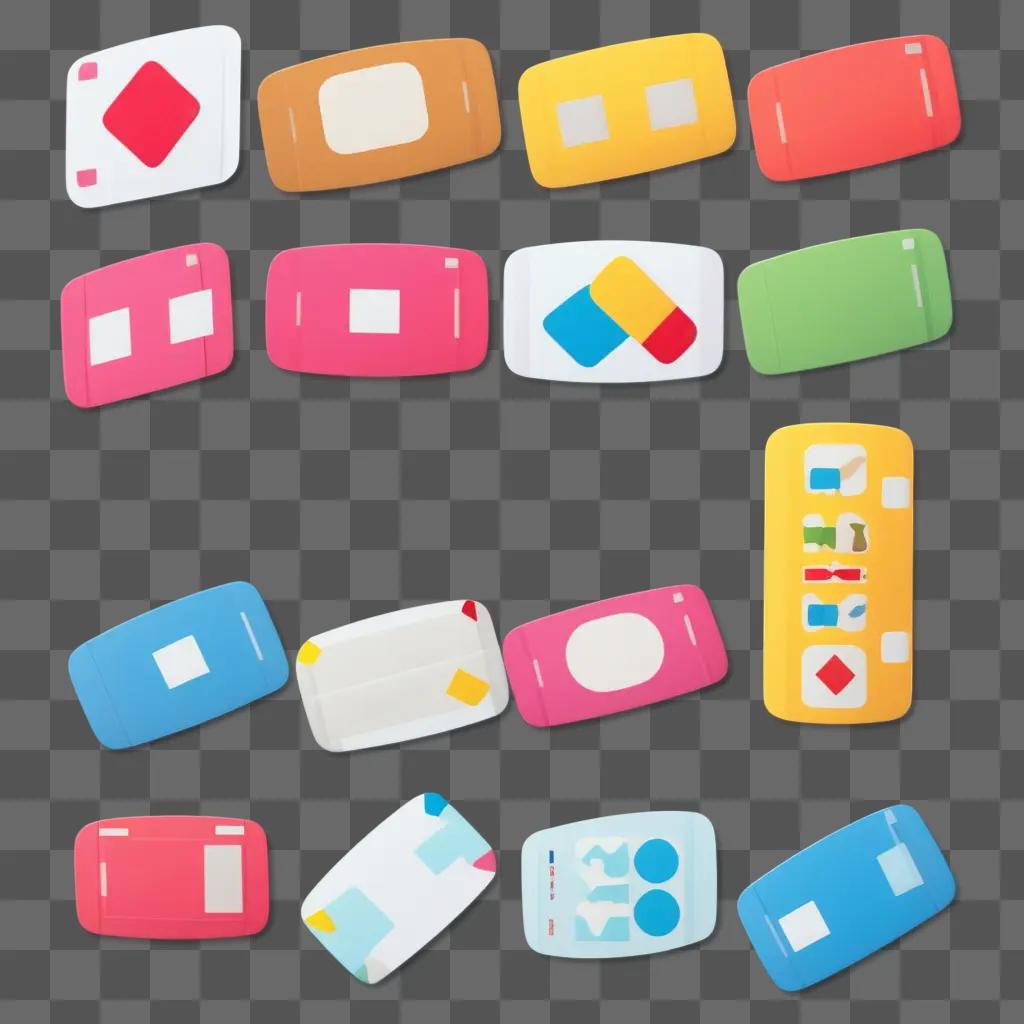 collection of bandaid clipart designs on a colorful background