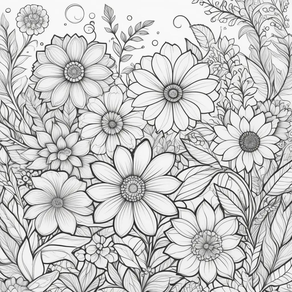 collection of black and white coloring pages of flowers