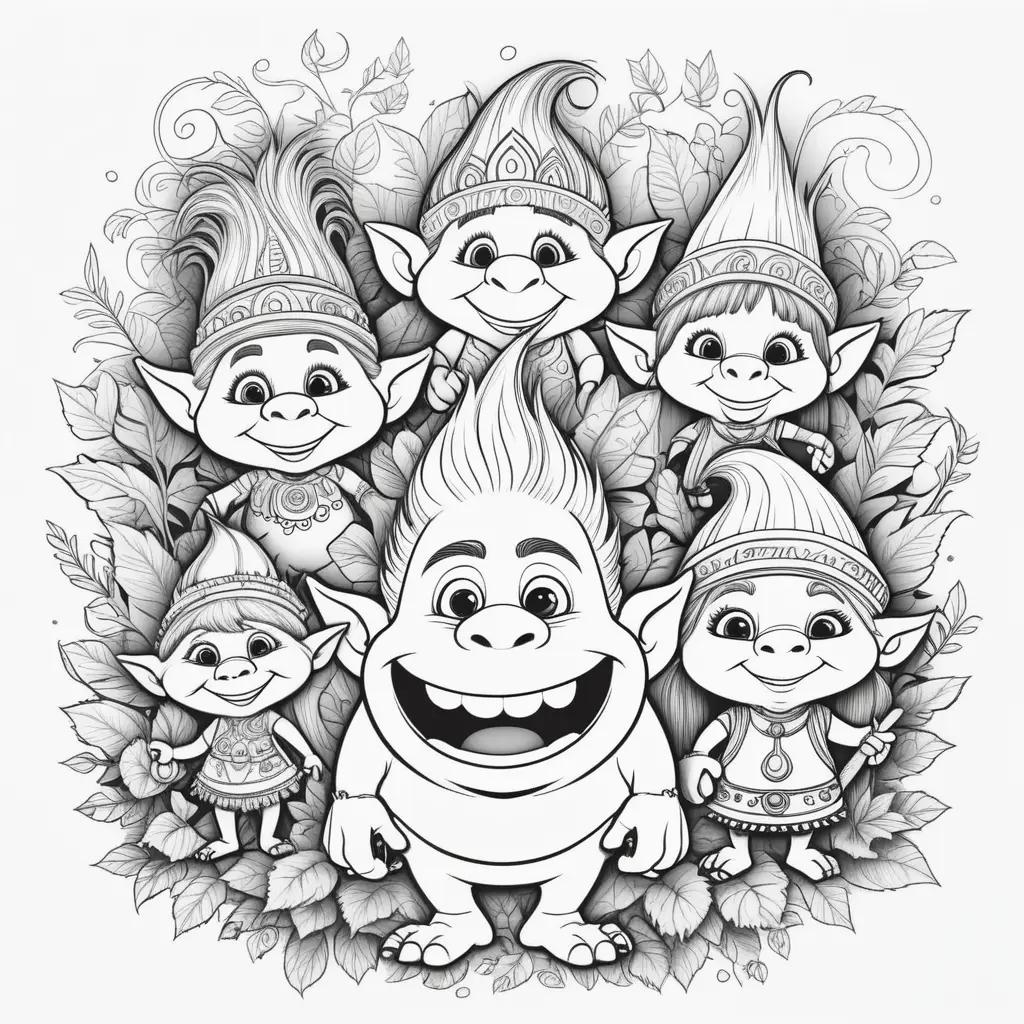 collection of black and white drawings of trolls