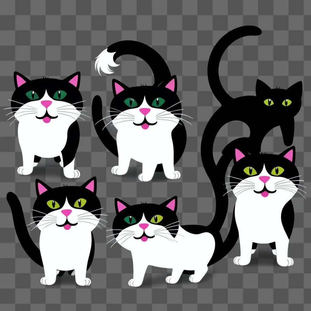 collection of cartoon cats with different expressions