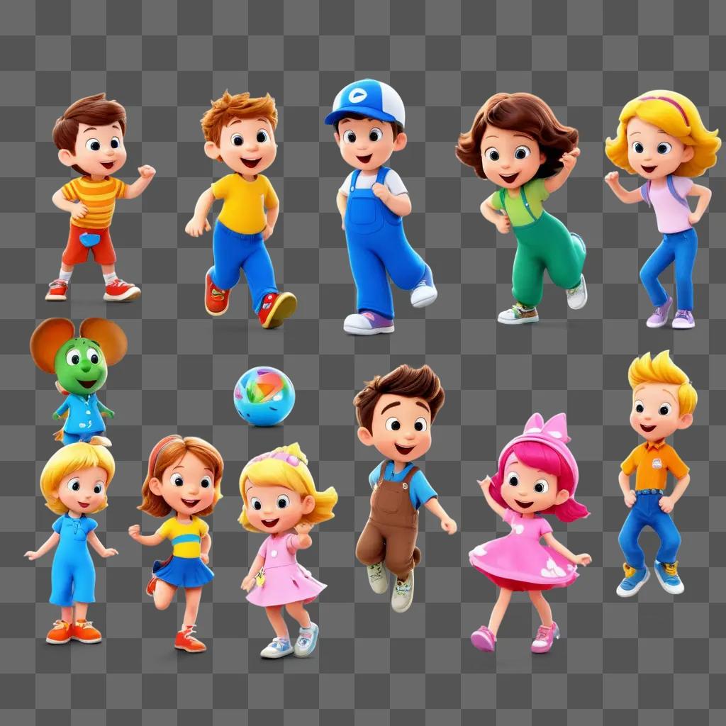 collection of cartoon characters in various poses