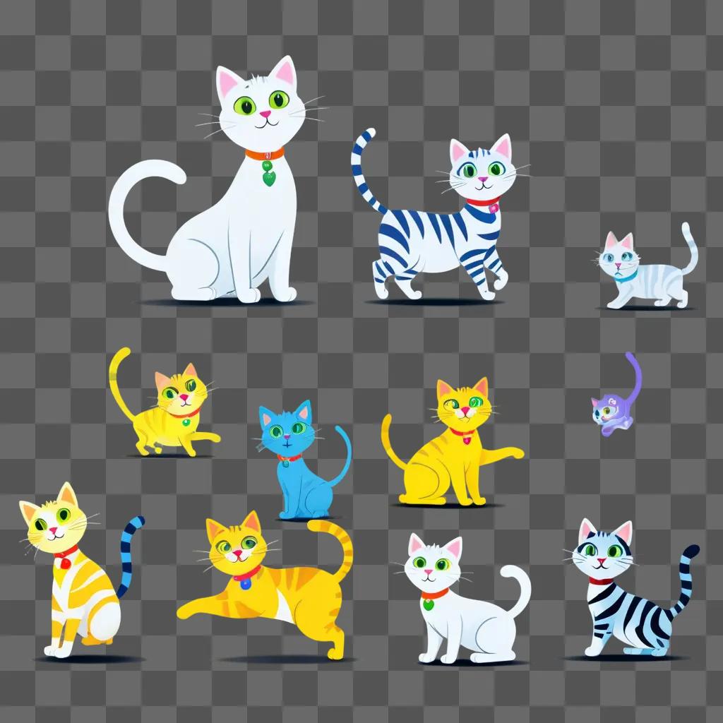 collection of cats in a cartoon image