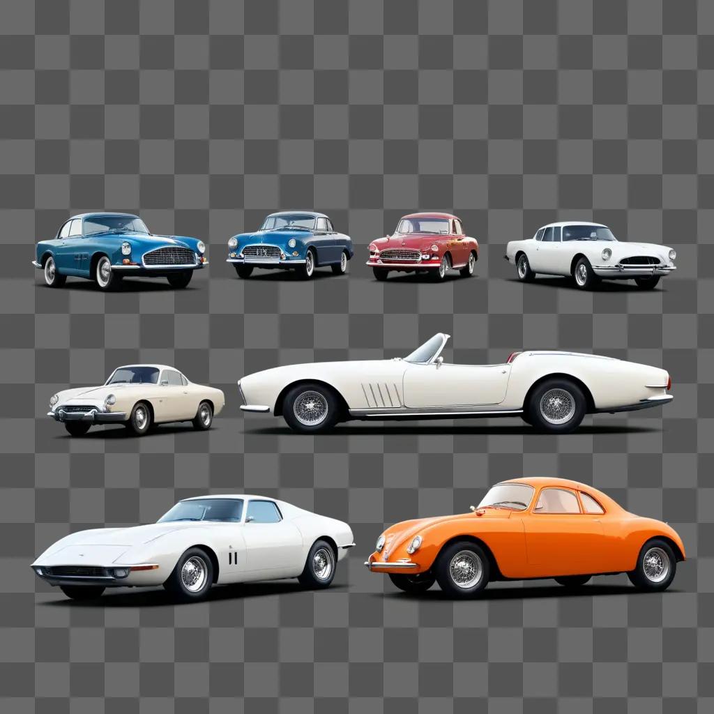 collection of classic cars in a variety of colors