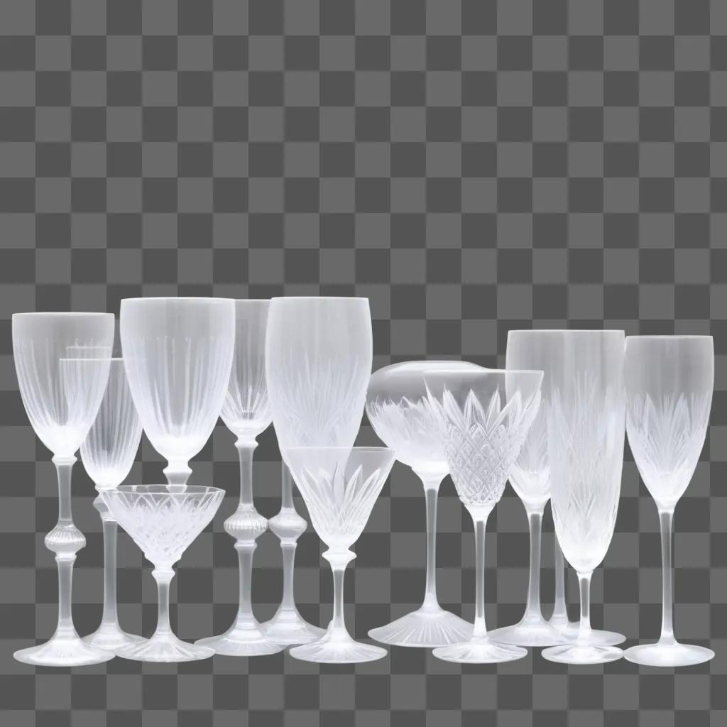 collection of clear glassware with varying shapes and sizes