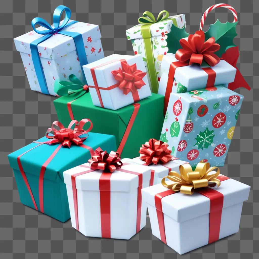 collection of clipart Christmas presents on a grey background