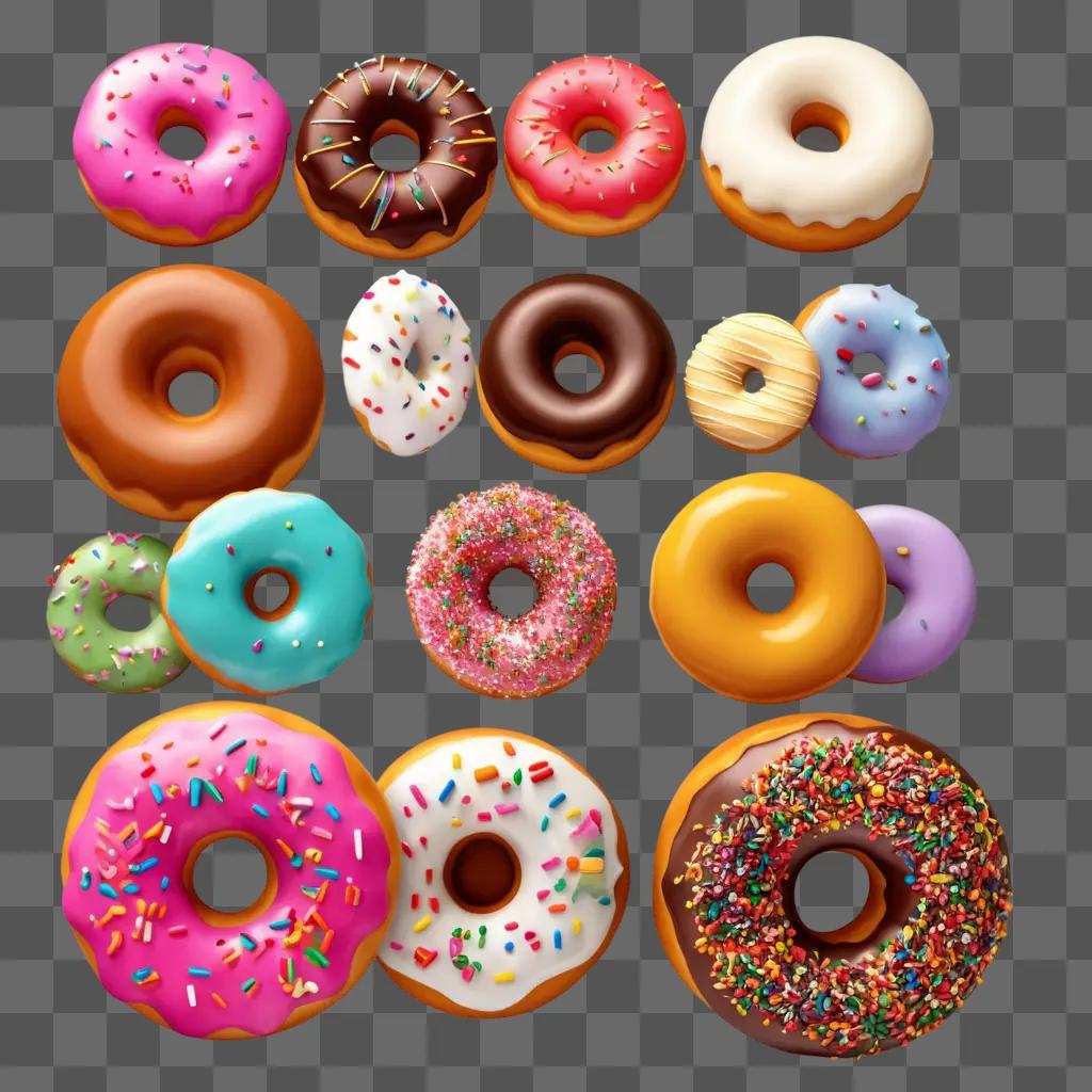 collection of colorful donuts with sprinkles