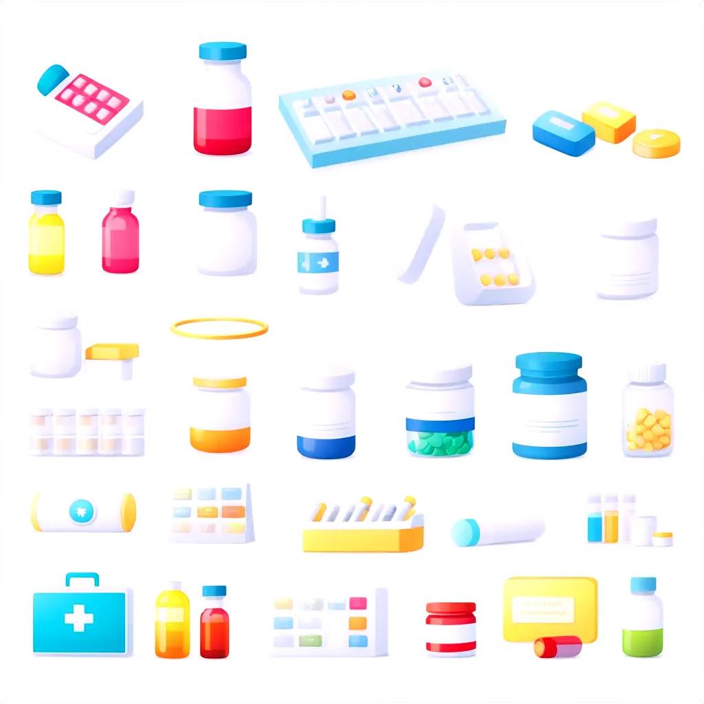 collection of colorful medicine clipart