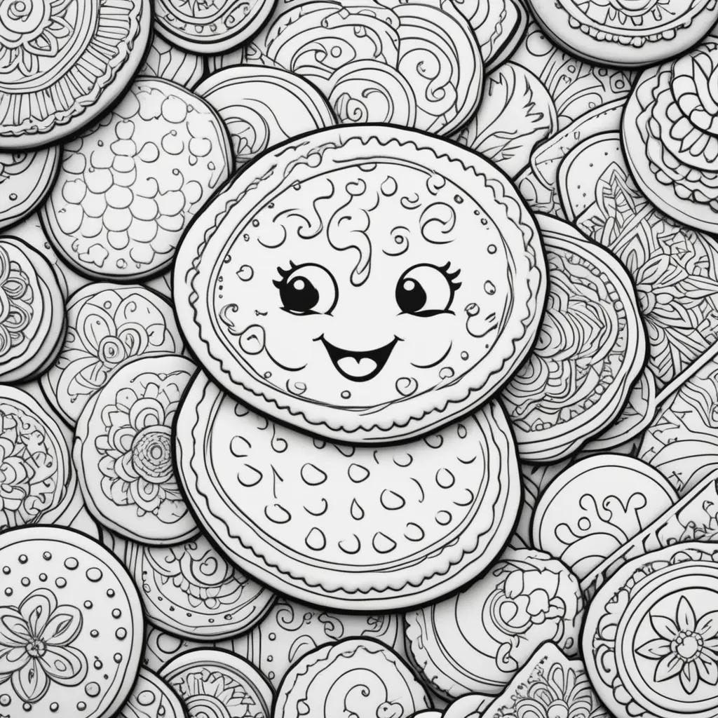 collection of cookie coloring pages with a cute face