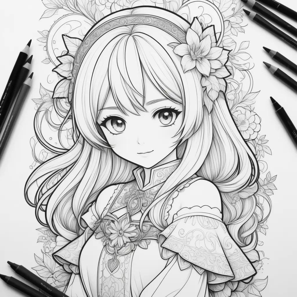 collection of cute anime coloring pages with various styles and themes