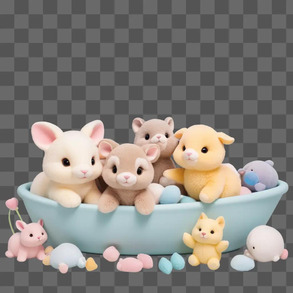 collection of cute stuffed animals on a table