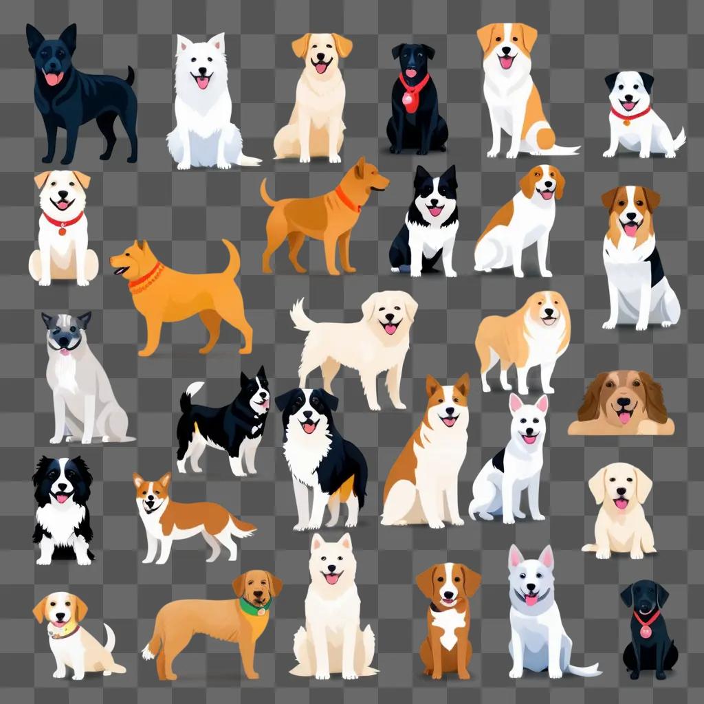 collection of dog images on a grey background