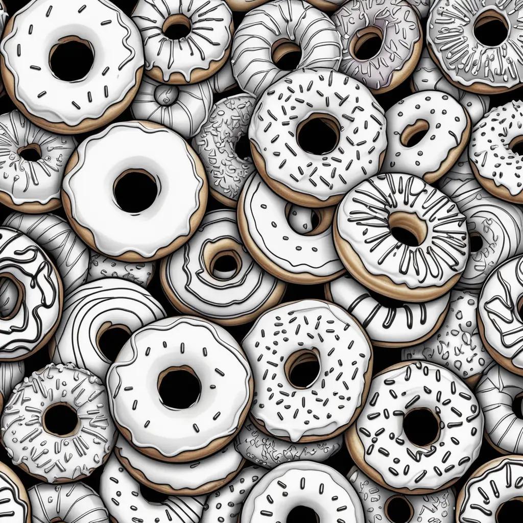 collection of doughnut coloring pages, some white and others brown