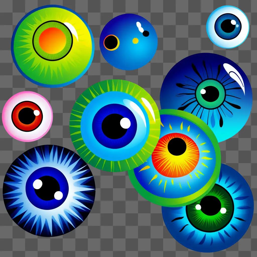 collection of eyeball clipart with various colors