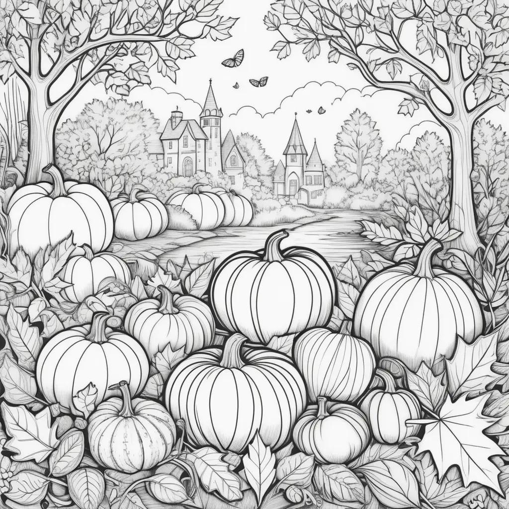 collection of fall-themed coloring pages for adults