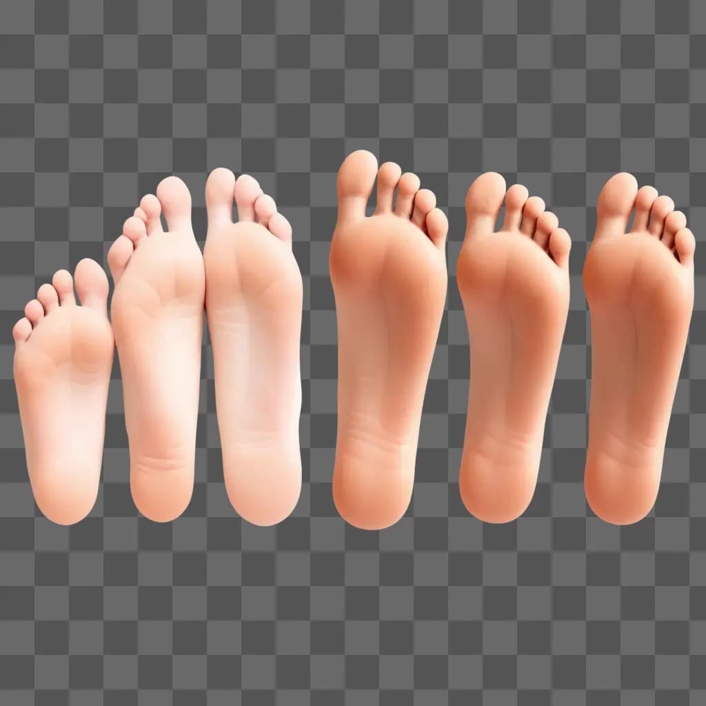 collection of feet in different stages of development