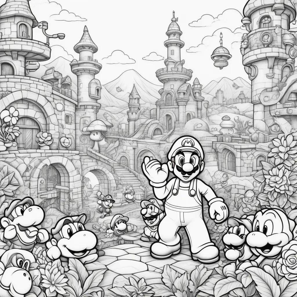 collection of free coloring pages featuring Mario characters