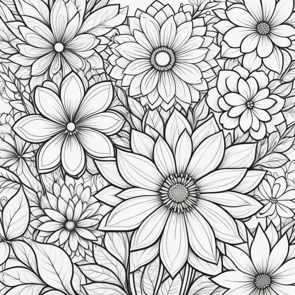 collection of free flower coloring pages with a variety of designs