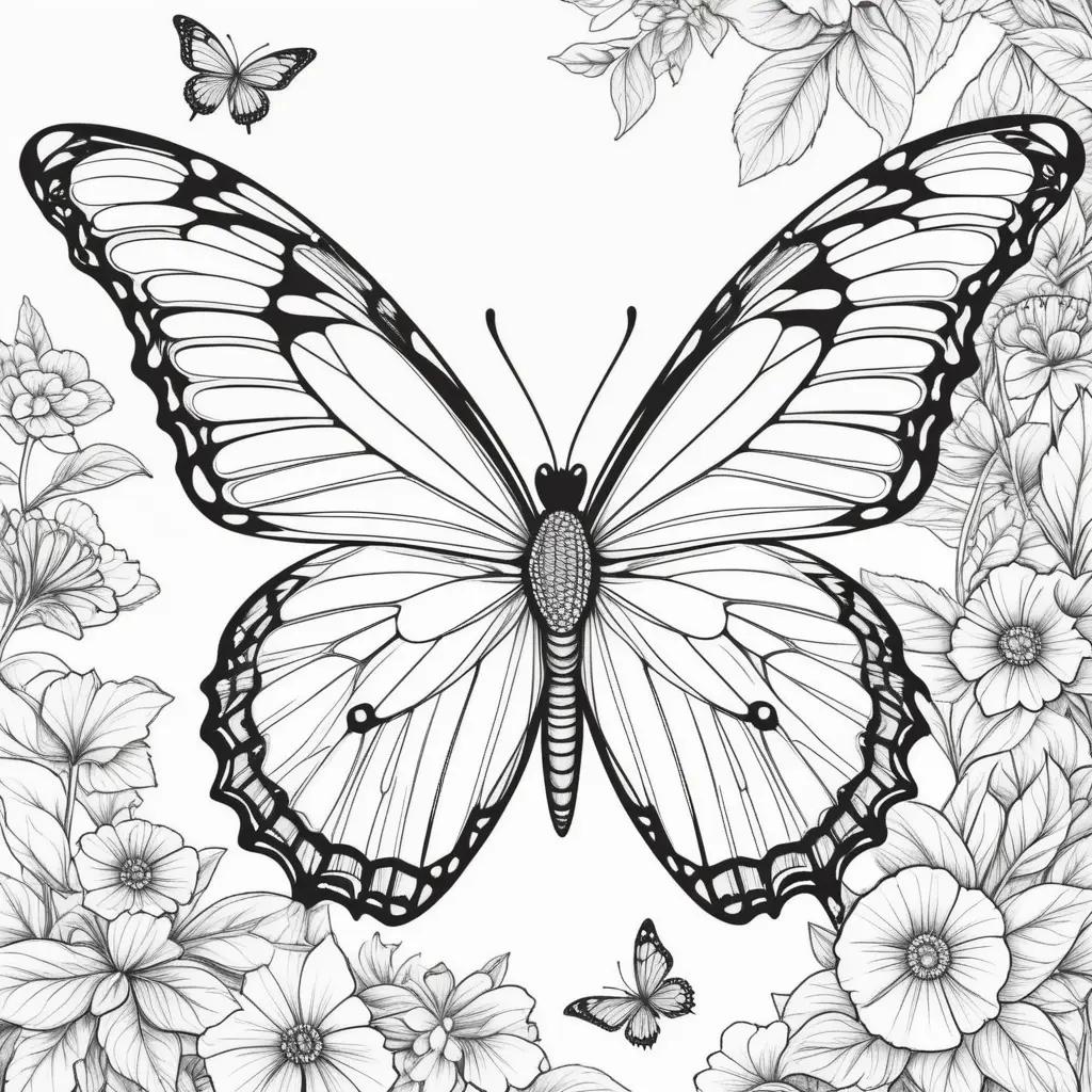 collection of free printable butterfly coloring pages featuring black and white illustrations of butterflies and flowers