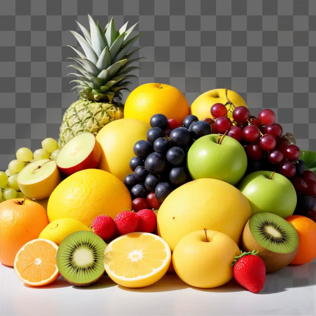 collection of fruits with a pineapple