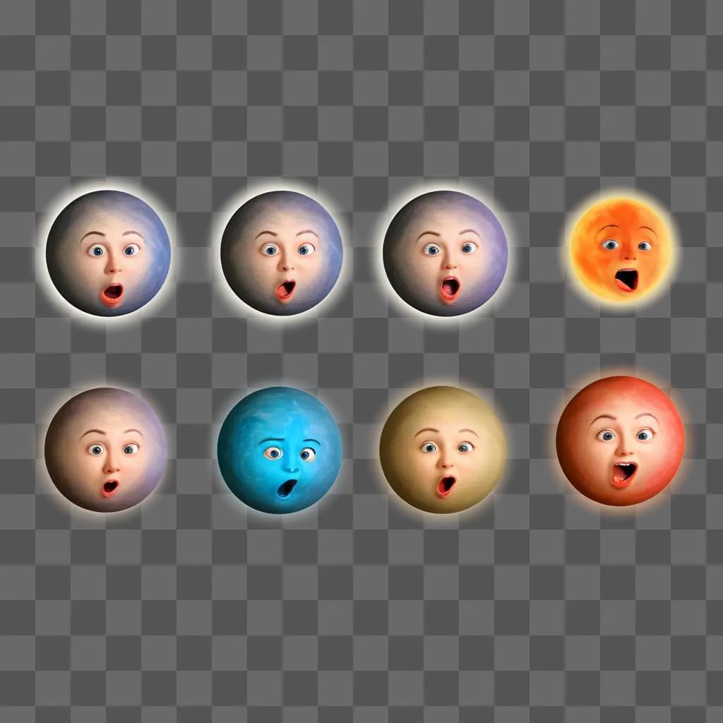 collection of funny faces in different colors