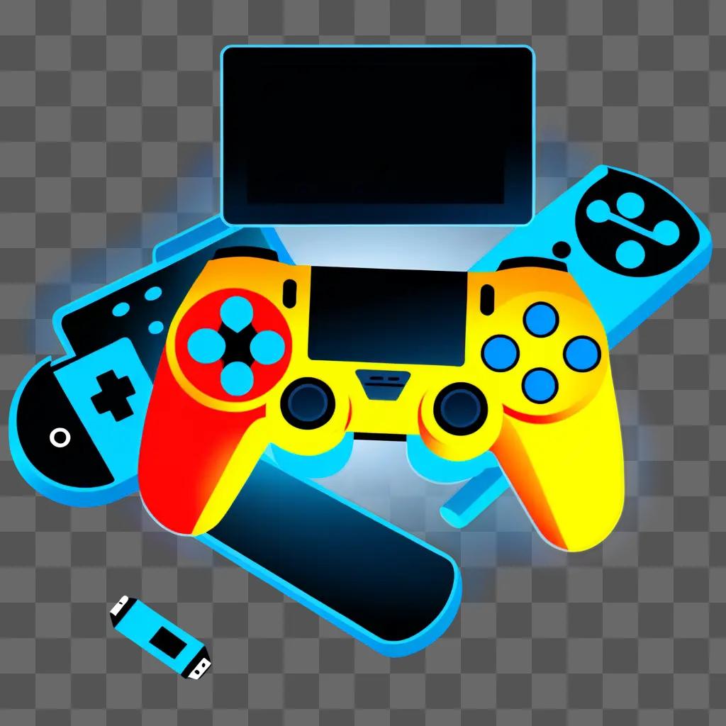 collection of gaming clipart on a dark background