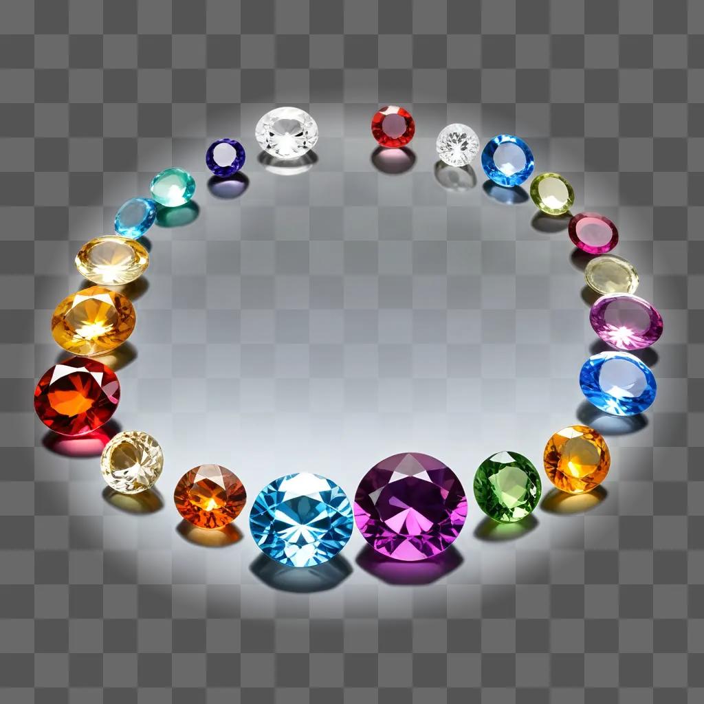 collection of gemstones arranged in a circle