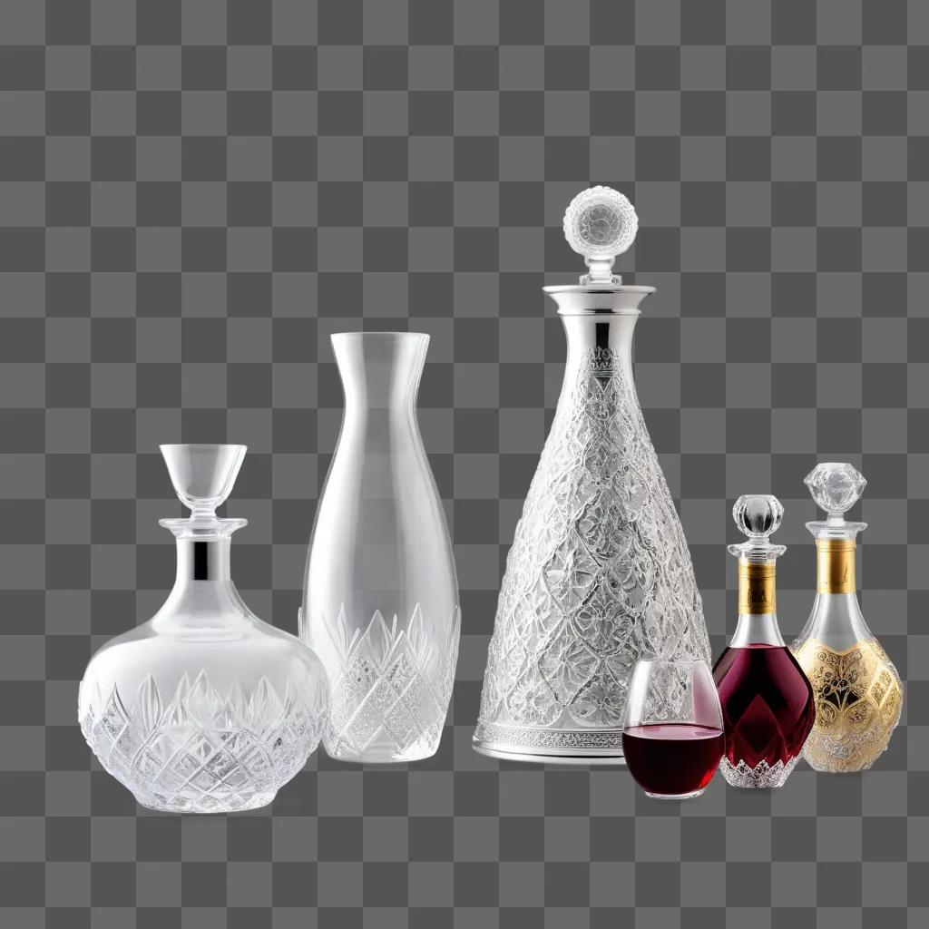 collection of glassware and wine glasses on a grey surface