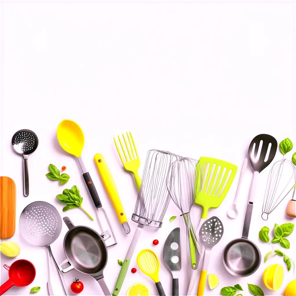 collection of kitchen utensils on a white background