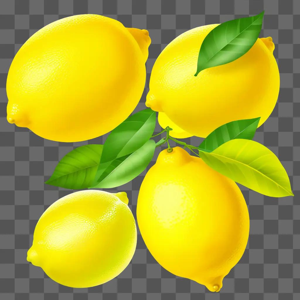 collection of lemon clipart on a yellow background