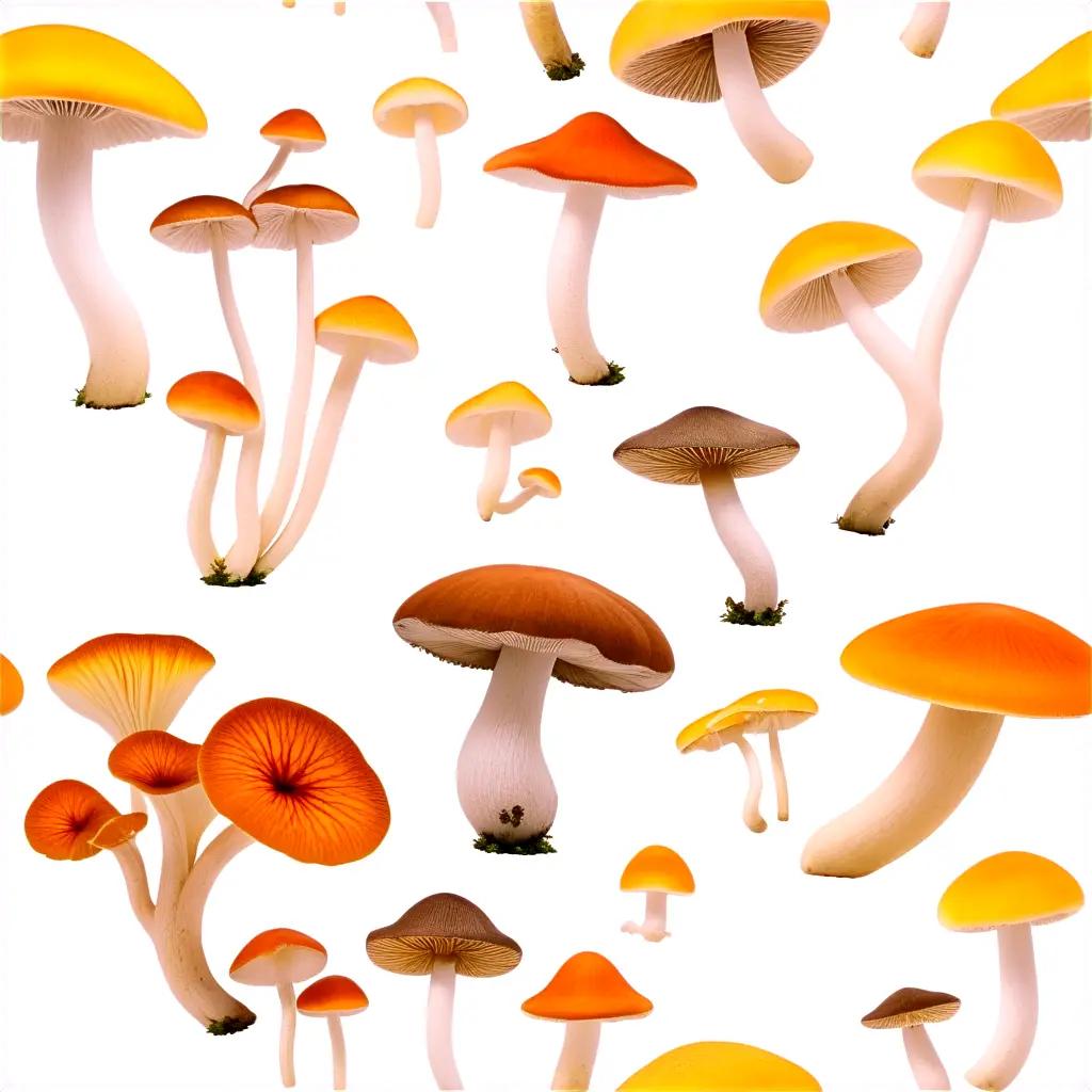 collection of mushrooms in a white background