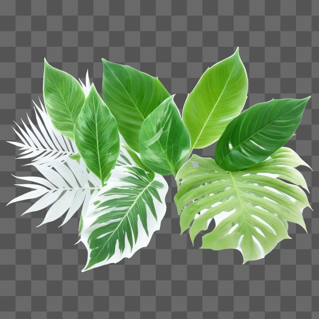 collection of plant leaves on a transparent background