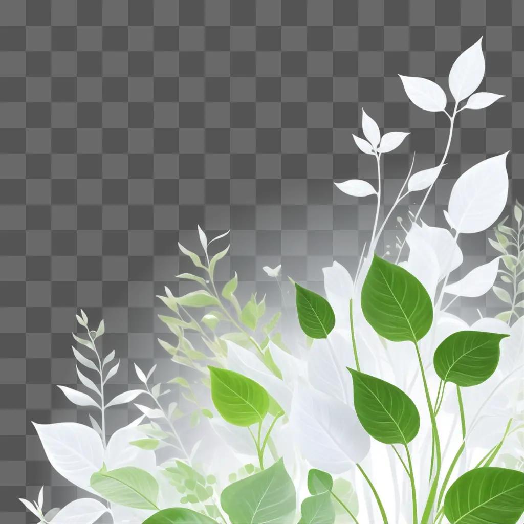 collection of plants are depicted in a transparent background