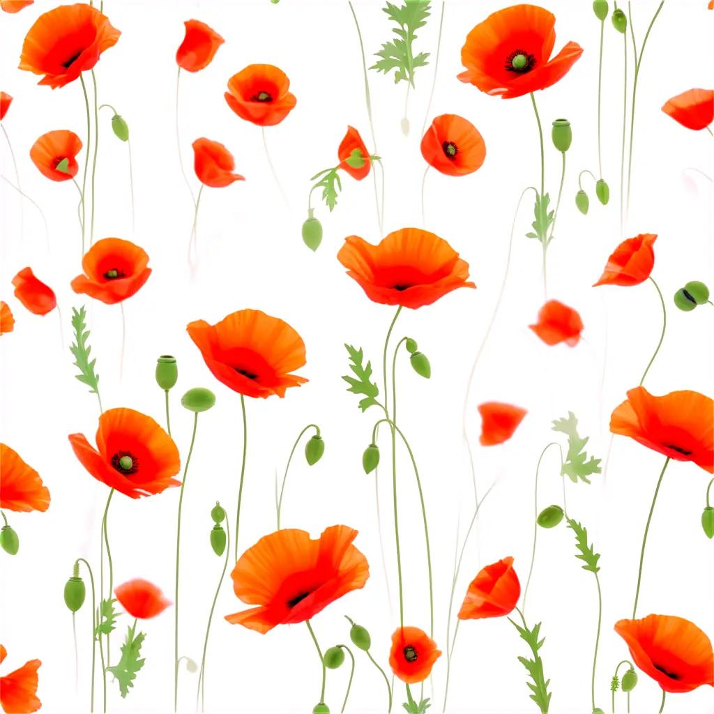 collection of poppy flowers in different positions