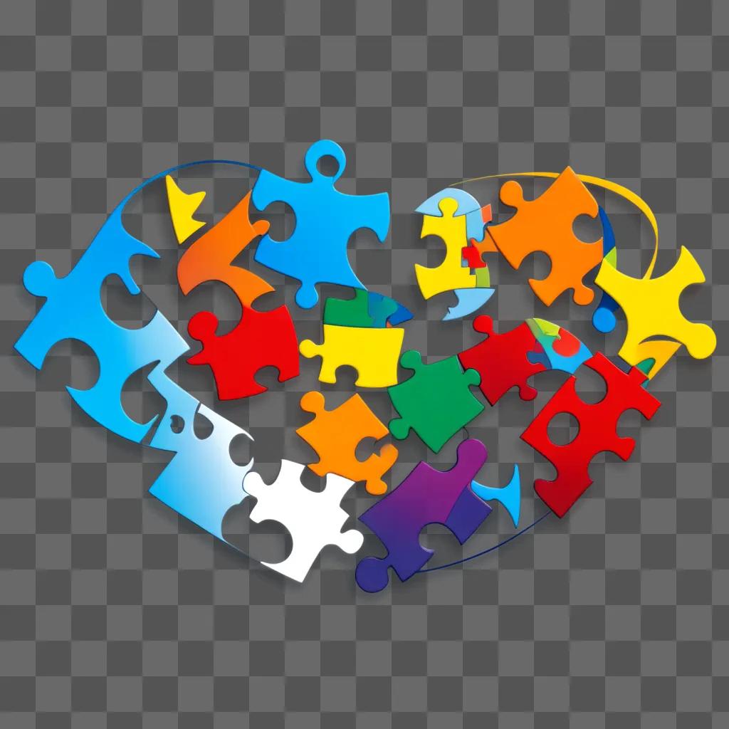 collection of puzzle pieces represent autism awareness