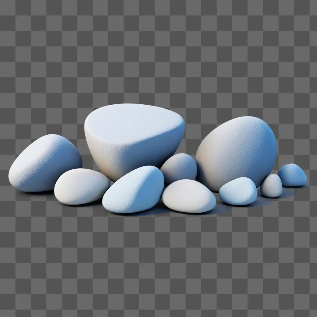 collection of rocks sits on a gray surface