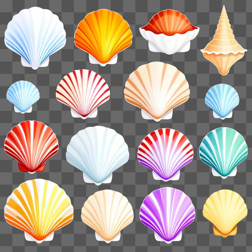 collection of seashells in various colors and sizes