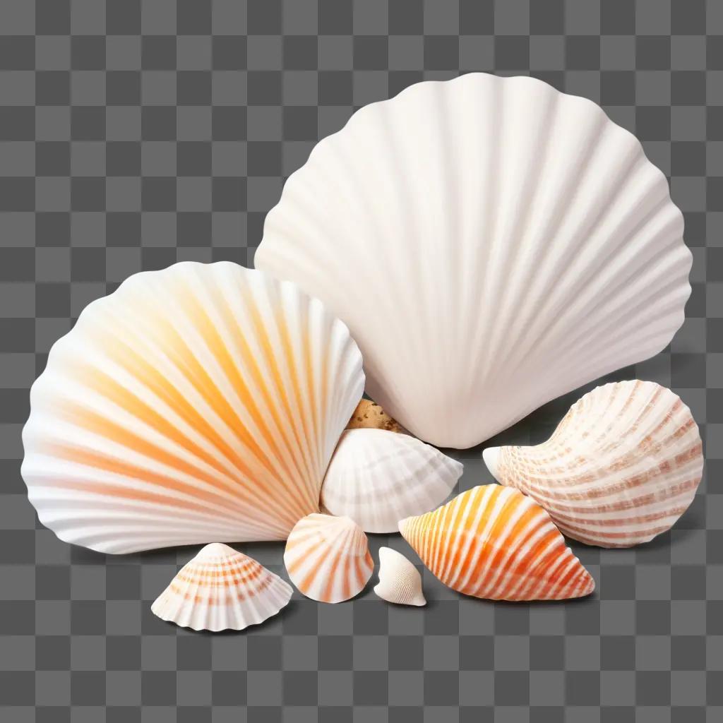 collection of seashells with white and orange stripes