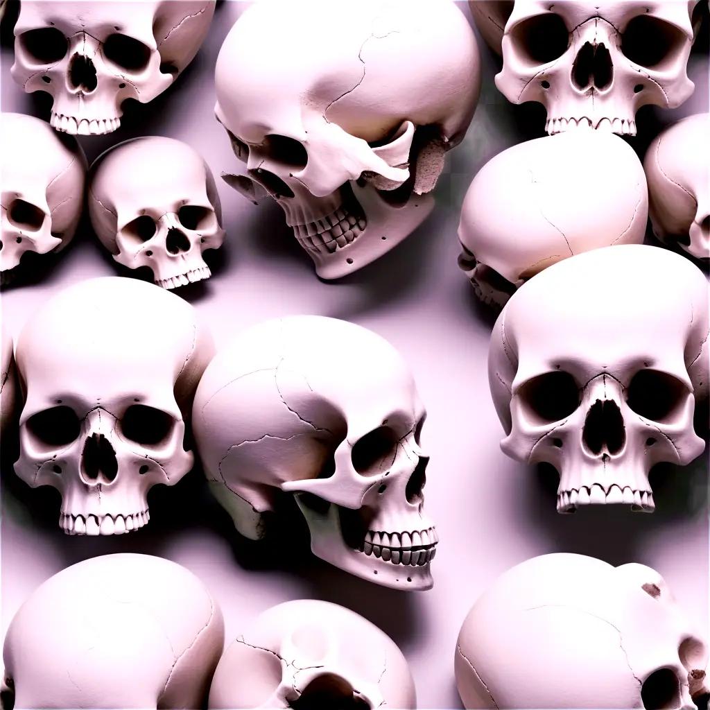 collection of skulls on a white background