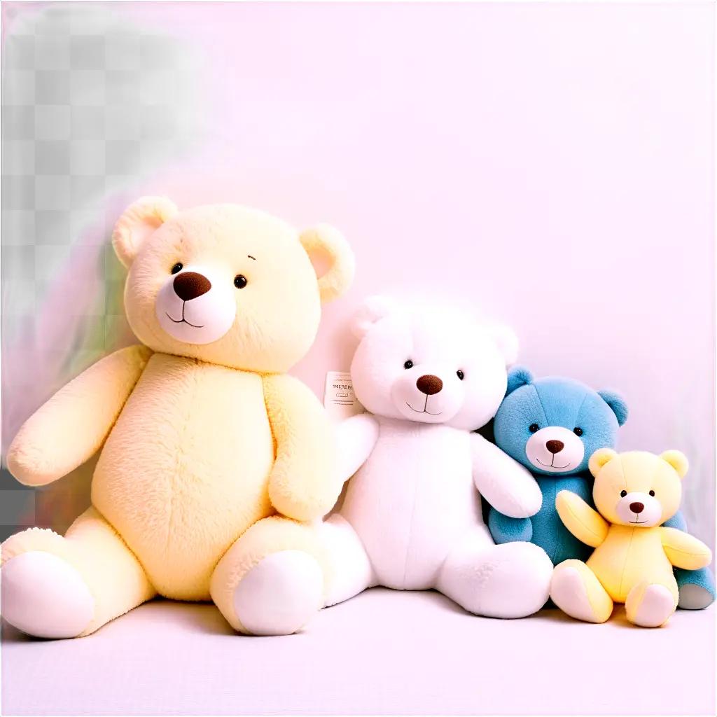 collection of stuffed animals on a pink background