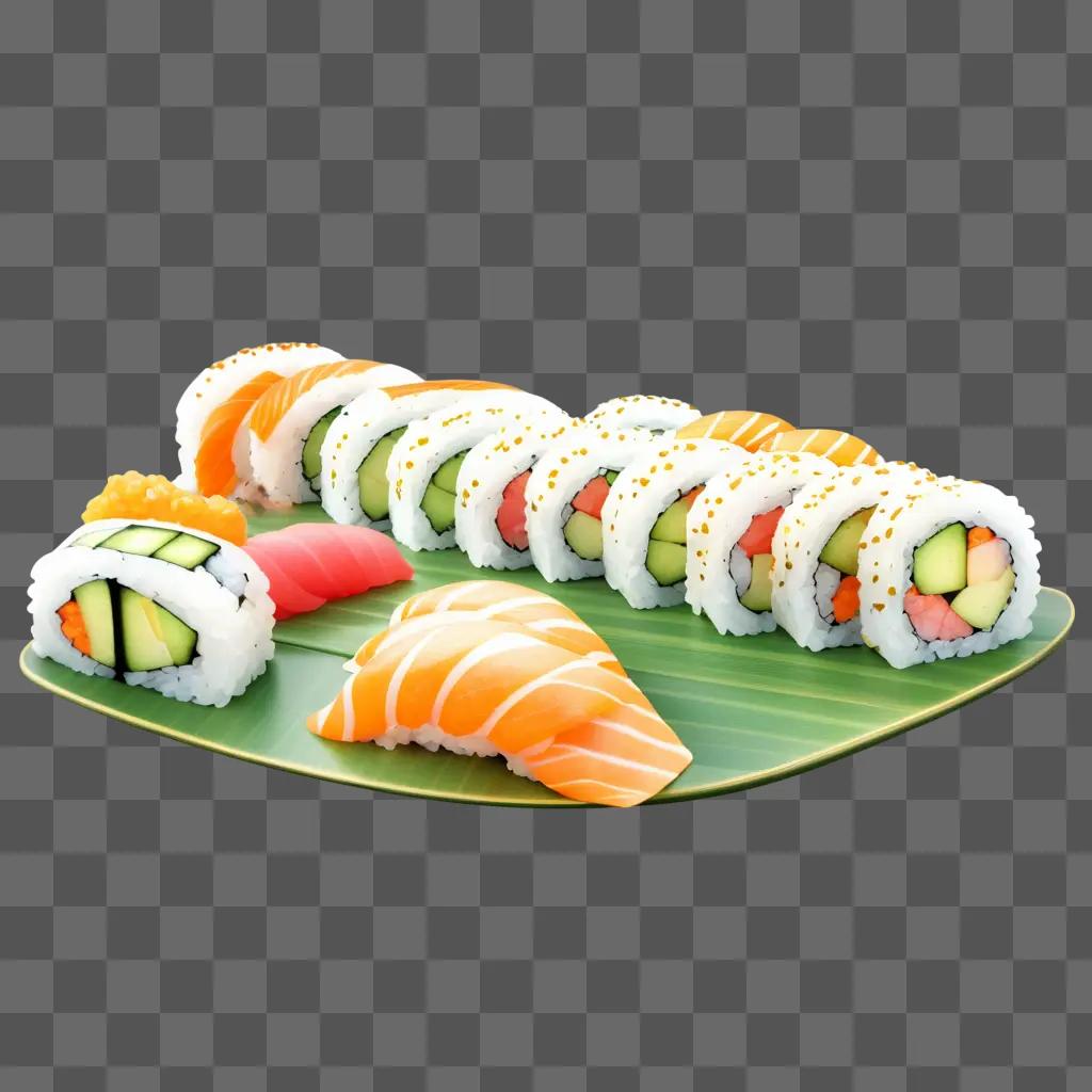 collection of sushi with different toppings on a plate