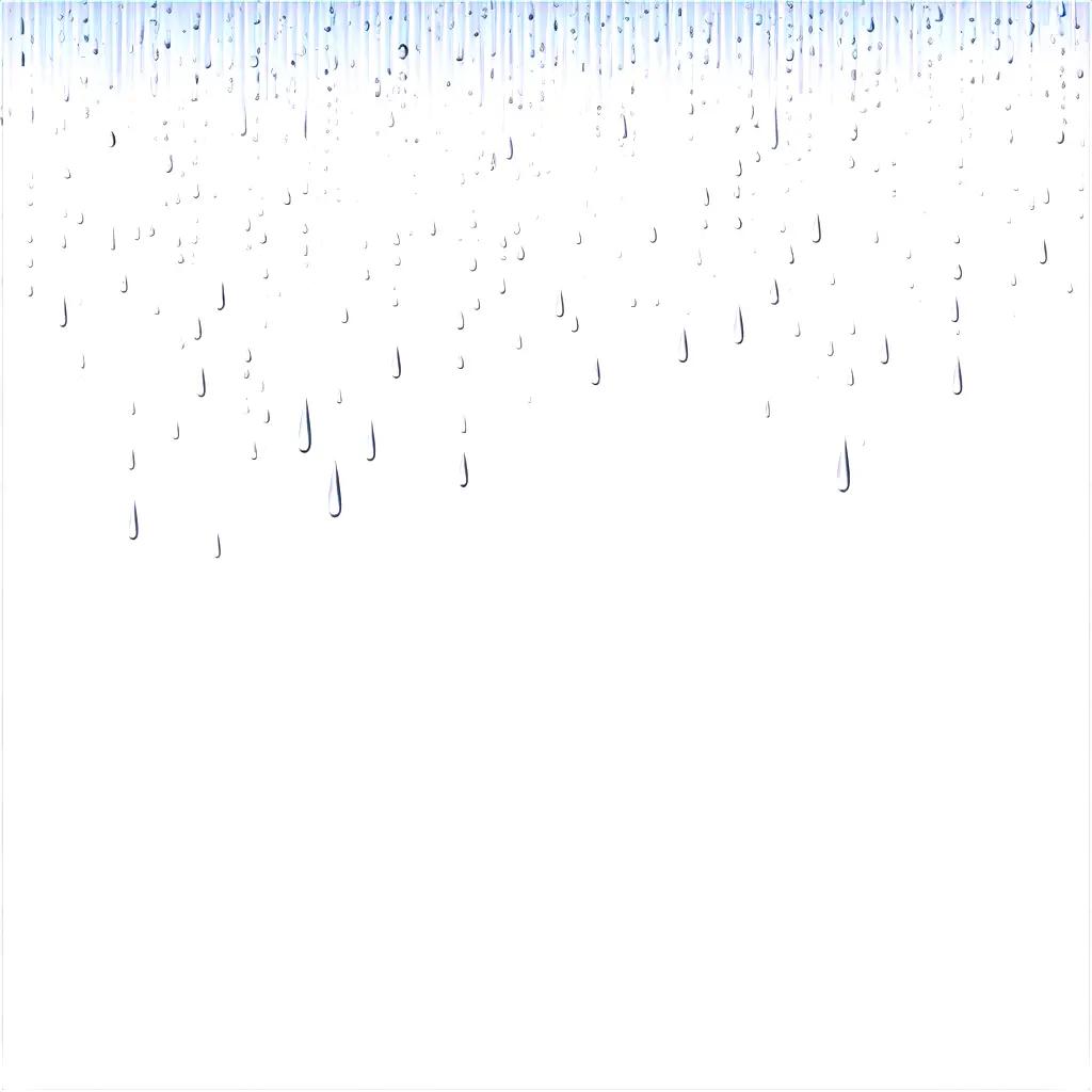 collection of transparent raindrops falling from a white background