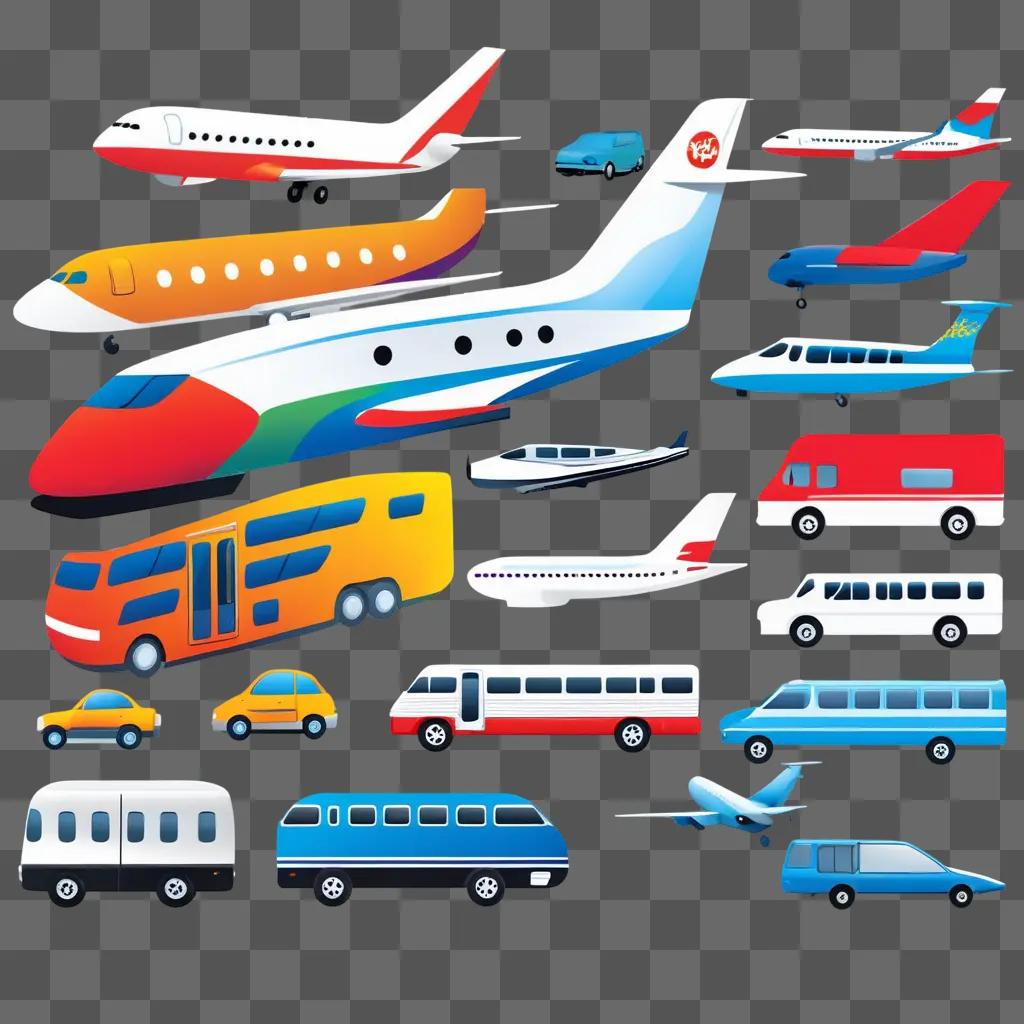 collection of various transportation clipart