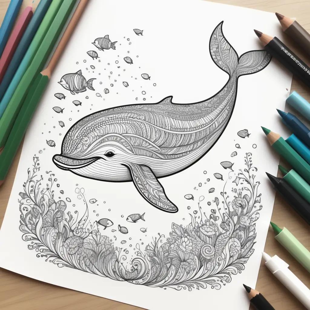 collection of whale color pages, featuring a variety of colors and designs