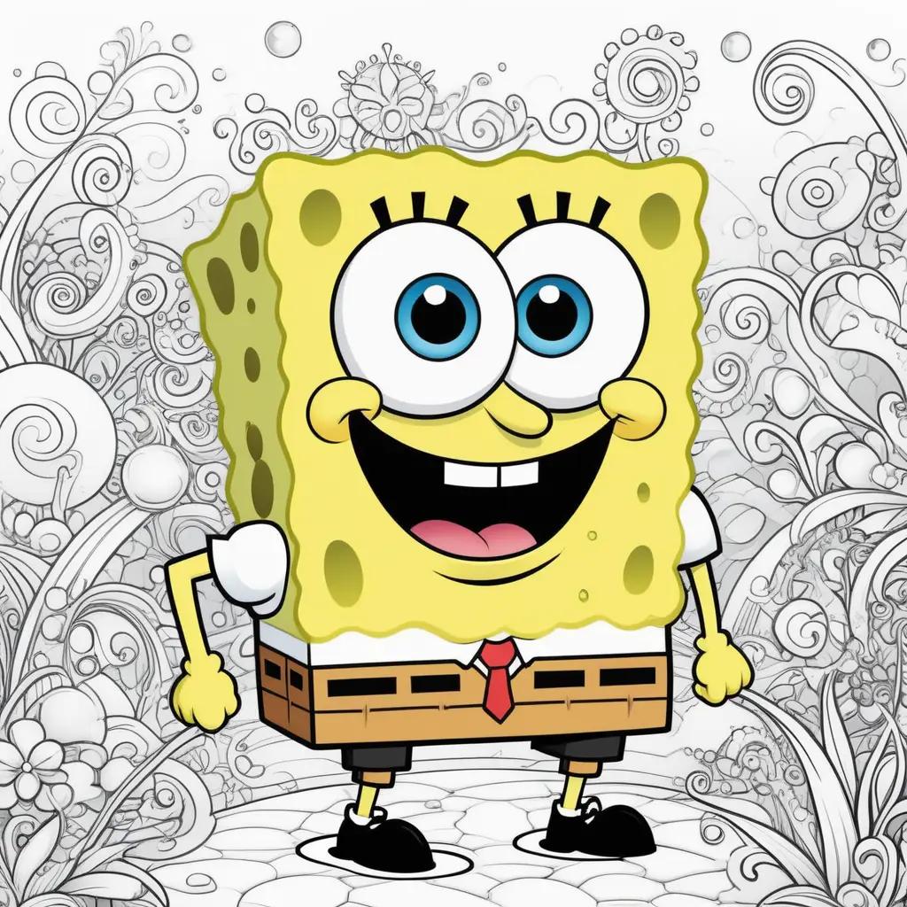 color page of SpongeBob with his mouth open