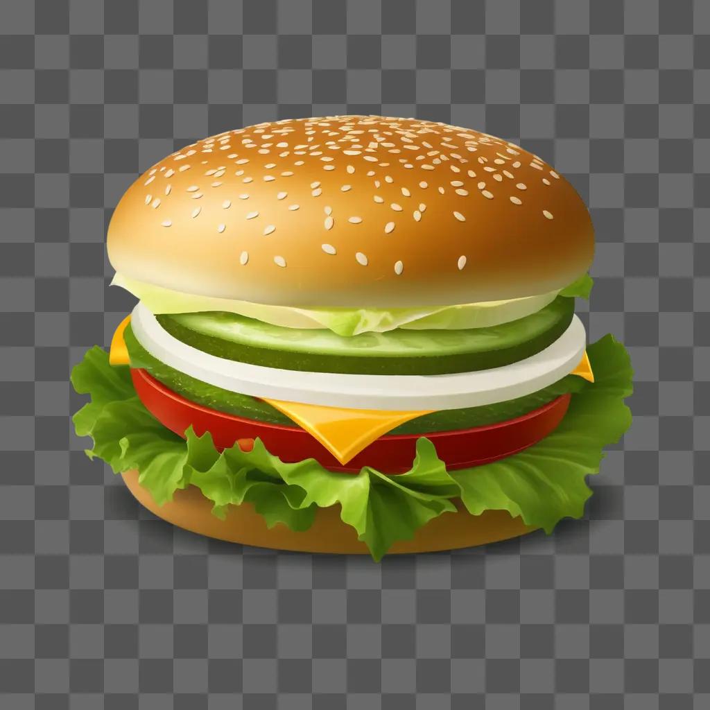 colorful, digital hamburger with various toppings