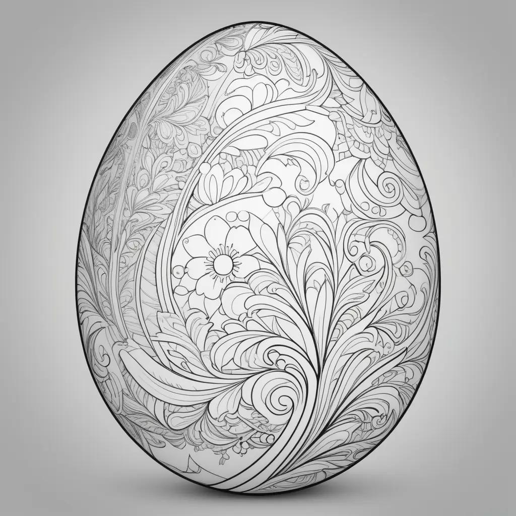 colorful Easter egg coloring page with floral designs