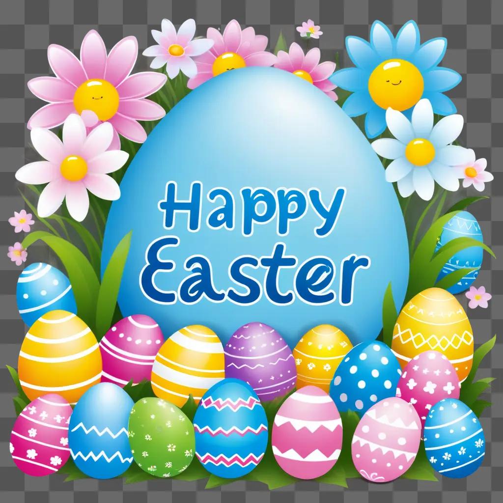 colorful Happy Easter clipart scene