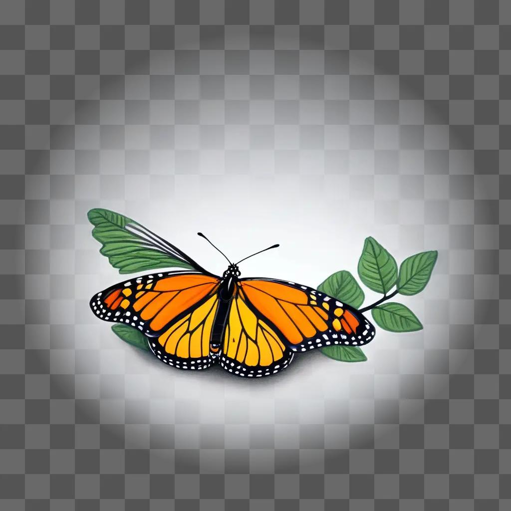 colorful Monarch butterfly with green leaves