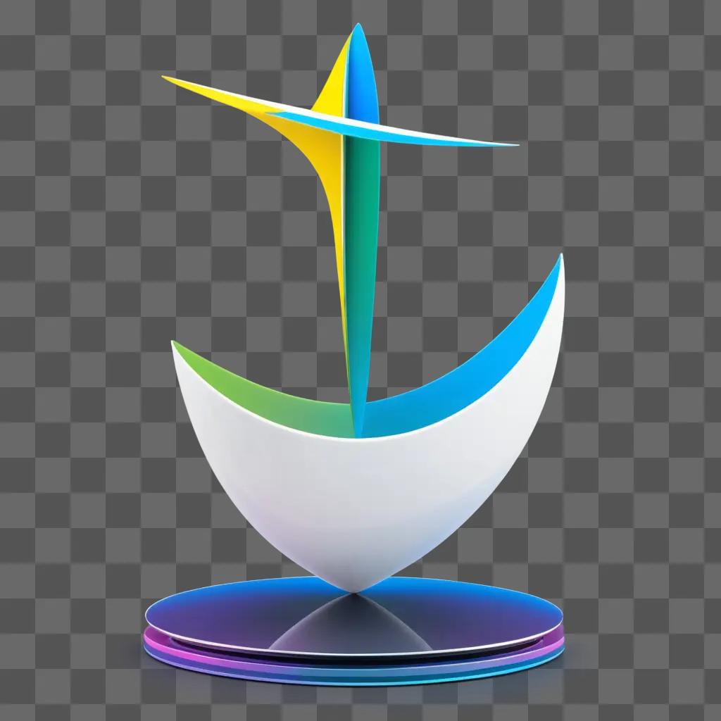 colorful abstract sculpture on a black pedestal