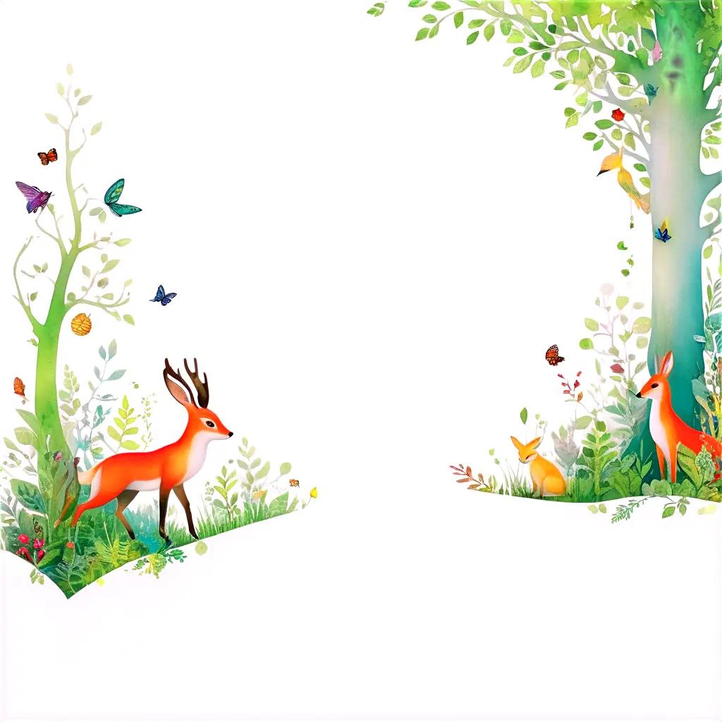 colorful animal scene with a white background